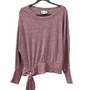 Saturday Sunday Anthropologie Payton Brushed Fleece Pink Side Tie Sweater size S